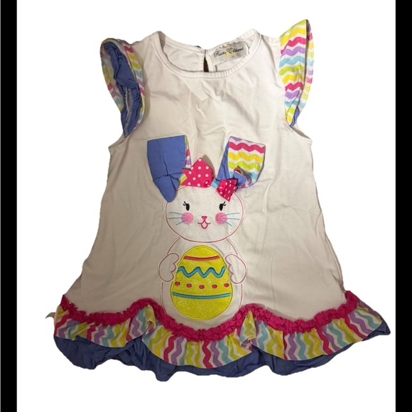 Rare Editions Other - Rare Editions White Girls tank with Pastel Accents and Easter bunny